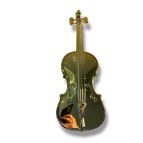 Ornament Gold Tone Plastic Violin Viola Horn Musical Instruments Crafts Wreaths - Picture 2 of 4